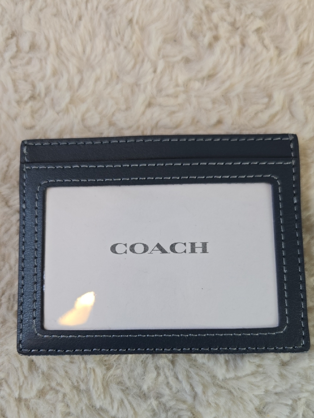 Coach Quilted Denim Card Case with Navy Leather Interior - Picture 3 of 6